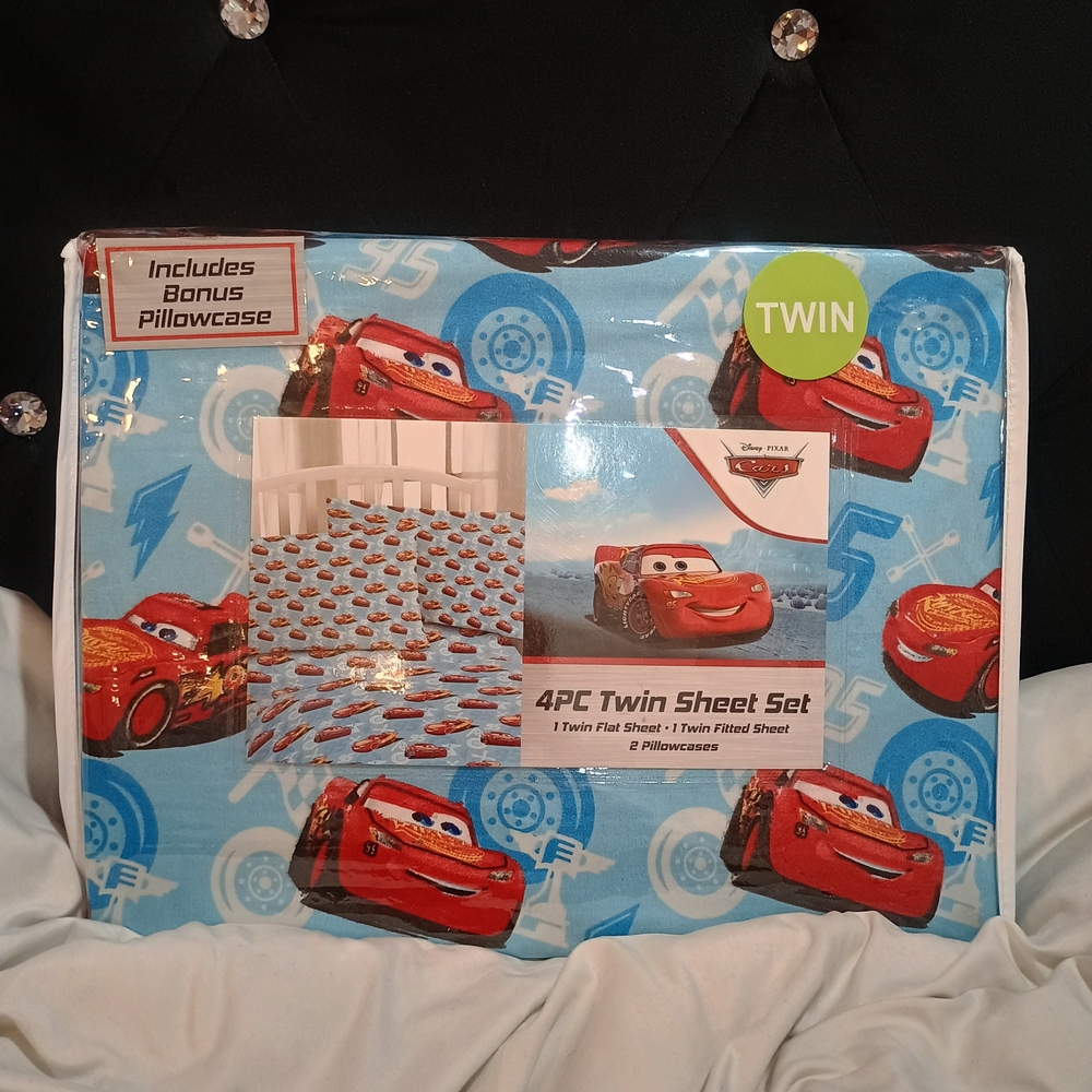 New Disney Cars 4 Piece Twin Sheet Set 2 Pillow Cases I Flat 1 Fitted Sheet